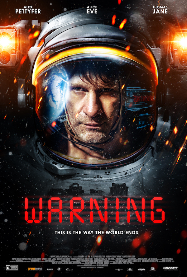WARNING. LionsGate released Oct 2021. Alex Pettyfer, Alice Eve, Annabelle Wallis, Patrick Schwarzenegger, Rupert Everett, Thomas Jane and James D'Arcy. Premiered in the Panorama Fantastic Section at the Sitges Film Festival, 2021.